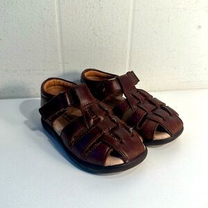 Stride Rite Brown Leather Toddler Sandals Size 6.5 Wide Fall Summer Shoes